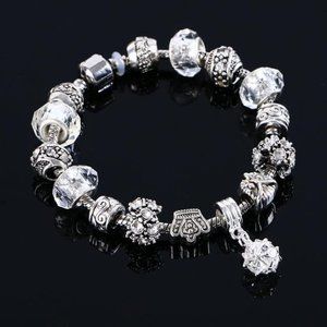 Women's Crystal/Silver Charm Bracelet